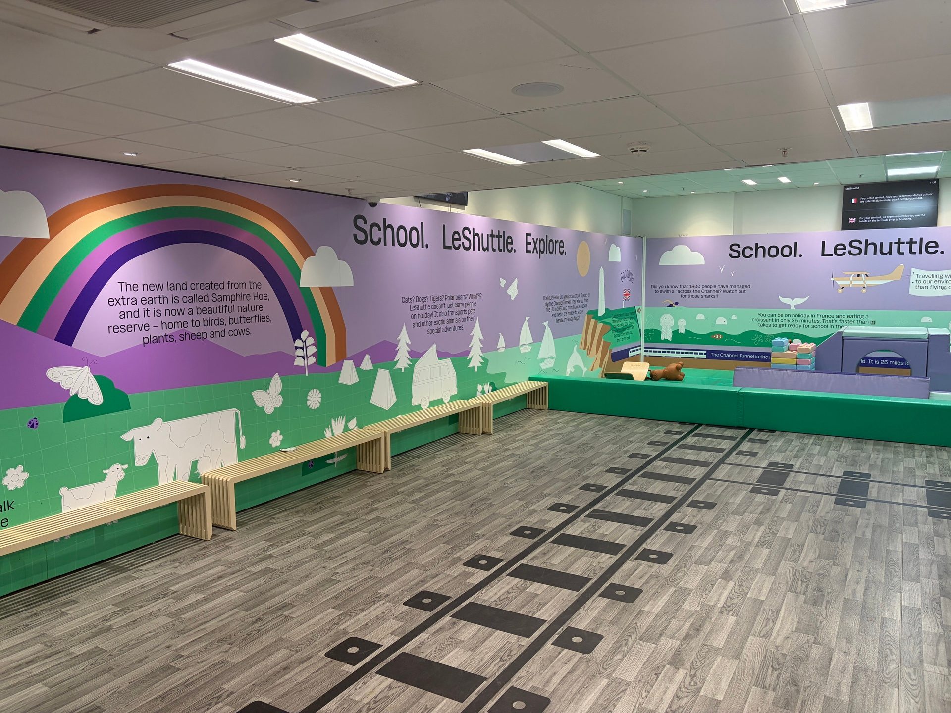 Area giochi per bambini al terminal Eurotunnel di Folkestone