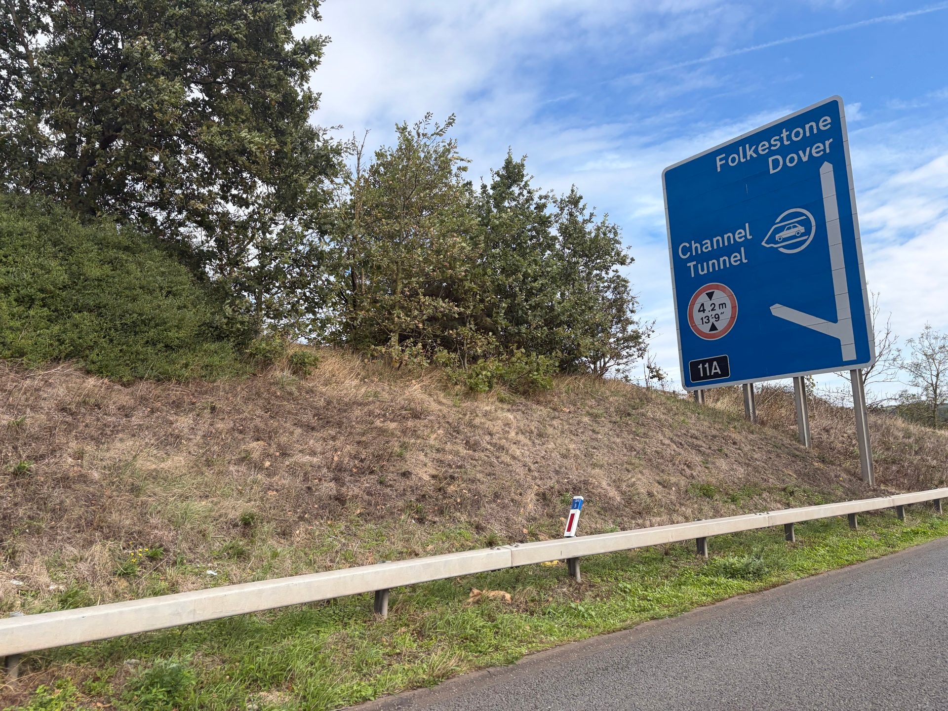 Uscita 11A della M20 per il terminal Eurotunnel di Folkestone